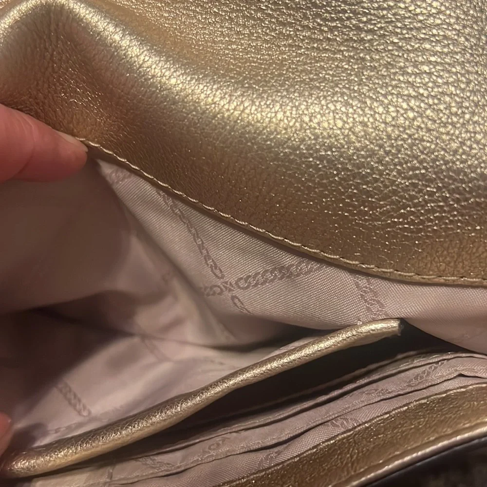 Michael Kors Gold  pebbled leather Crossbody